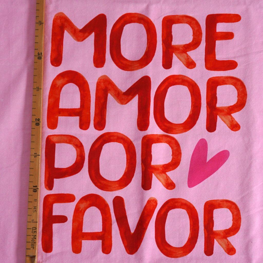 Baumwolljersey Panel Text "more amor por favor"